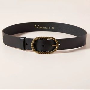 Anthropologie Mabel Twist Buckle Belt Black